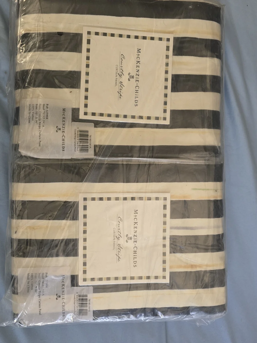 MacKenzie-Childs Black and Cream Striped Wall Panels